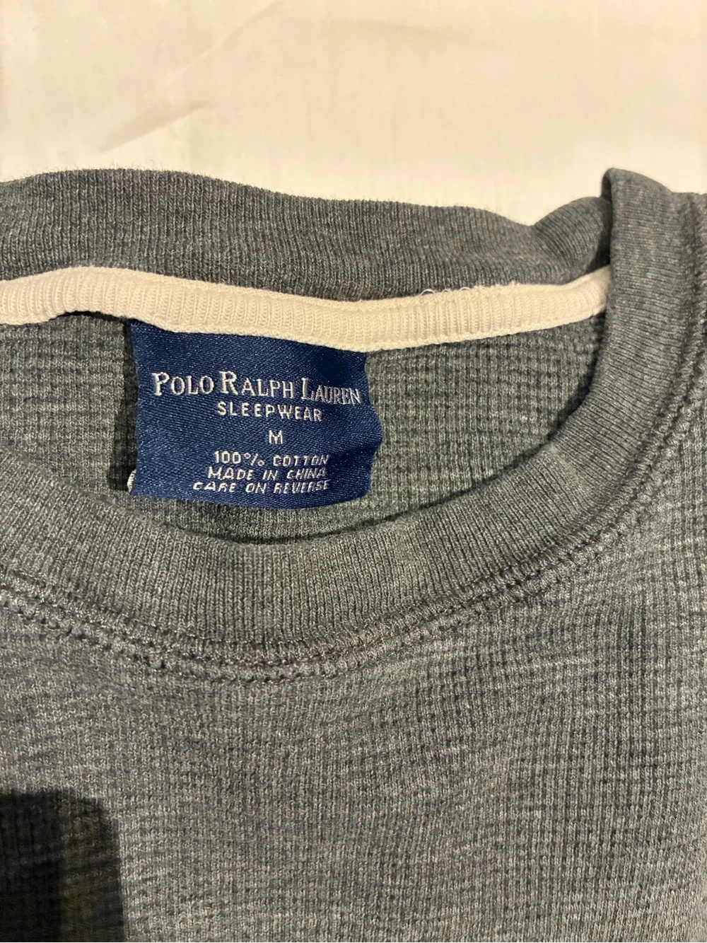 Classic Polo Ralph Lauren long-sleeve waffle knit thermal shirt in heather grey.